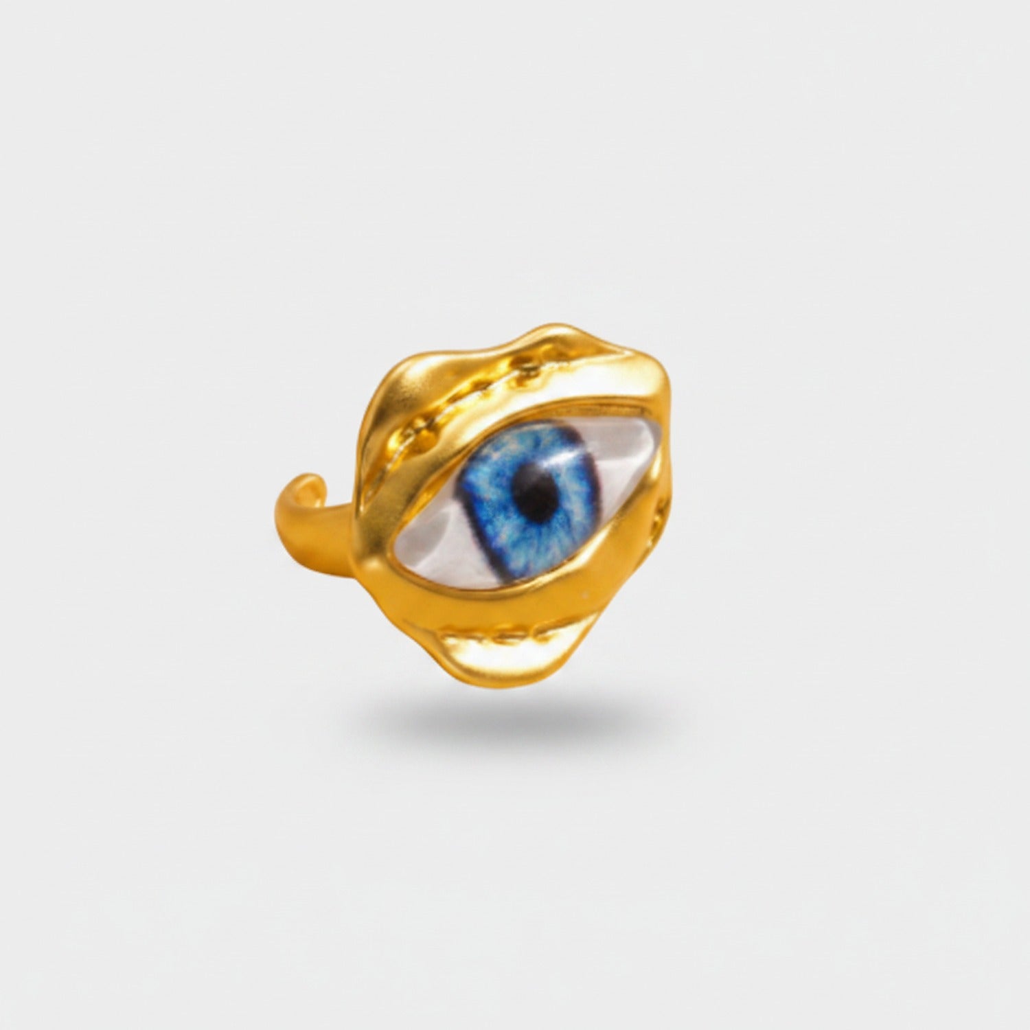 Gold Evil Eye Ring With Blue Iris