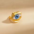 Gold Evil Eye Ring With Blue Iris – jewelry (view 2)