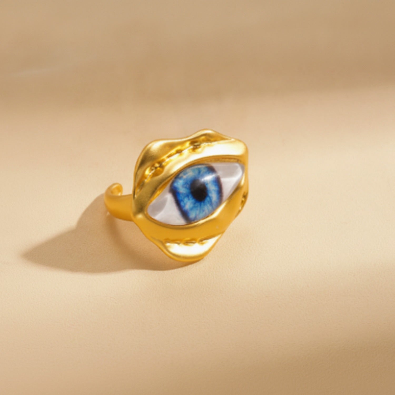 Gold Evil Eye Ring With Blue Iris