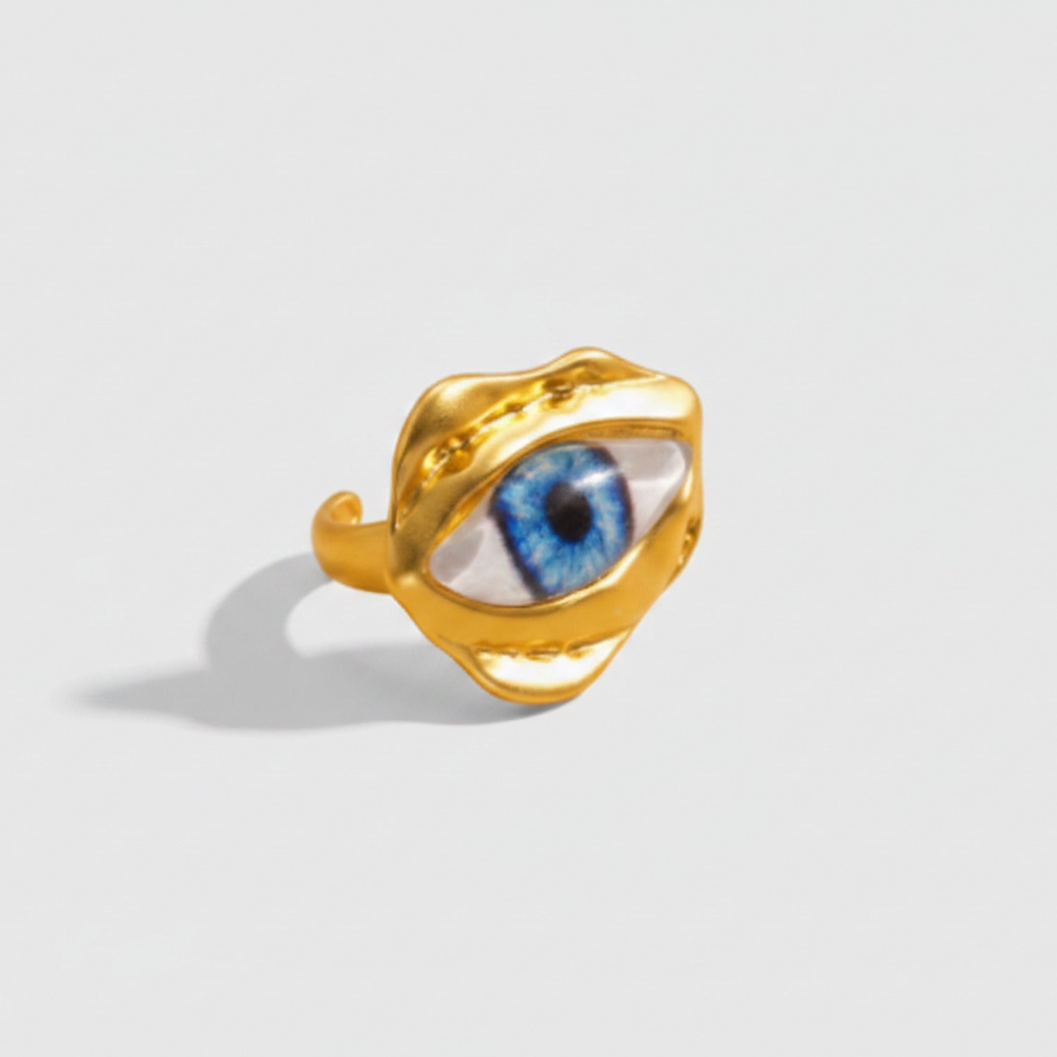Gold Evil Eye Ring With Blue Iris