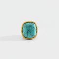 Turquoise Stone Gold Ring Statement Piece