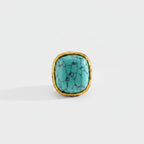 Turquoise Stone Gold Ring Statement Piece