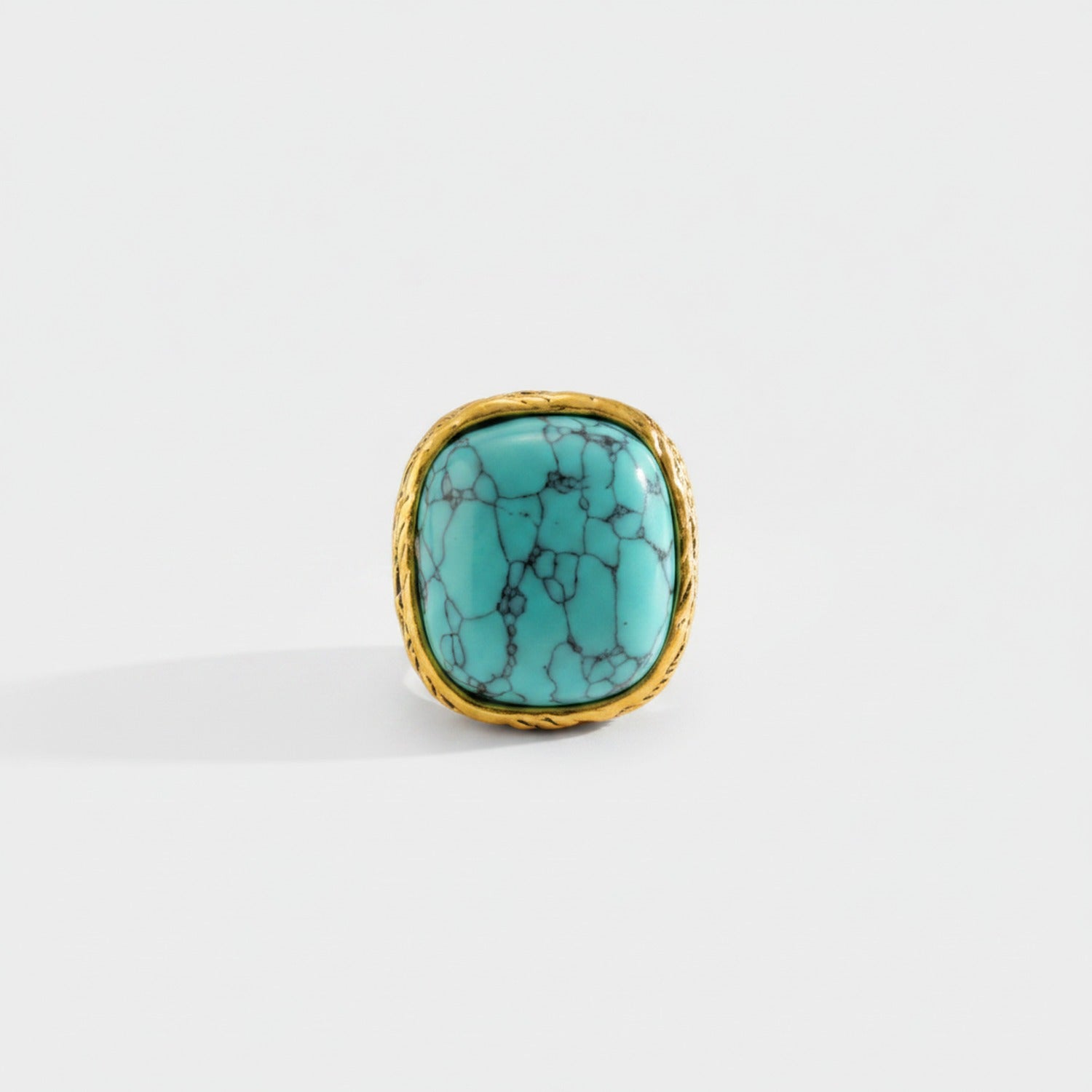 Turquoise Stone Gold Ring Statement Piece