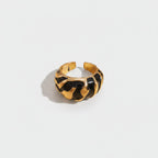 Black & Gold Striped Statement Ring
