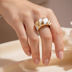 Gold Striped Open Cuff Ring