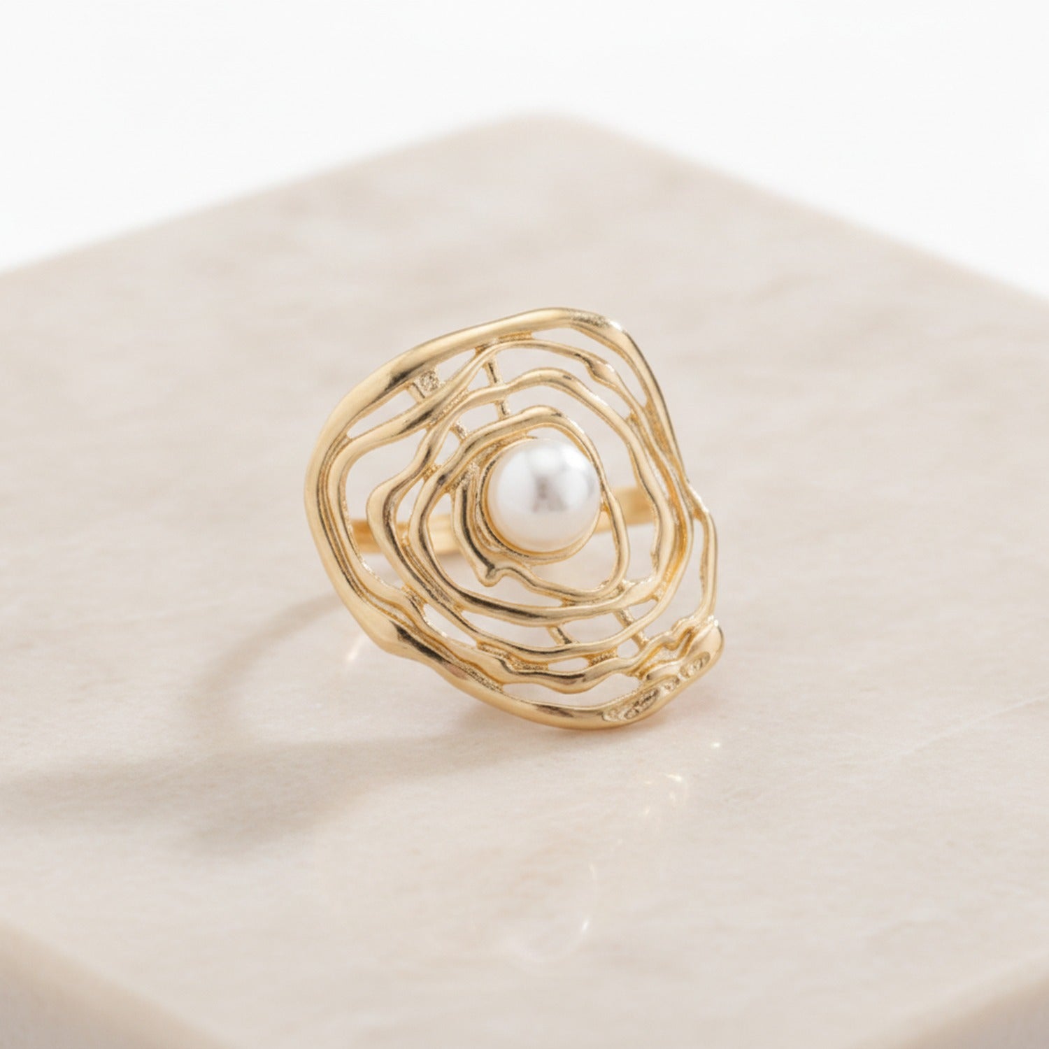 Pearl Gold Oyster Shell Statement Ring