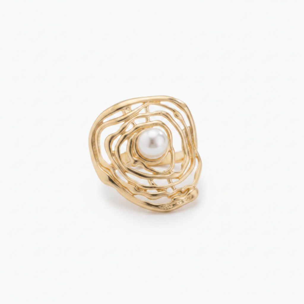 Pearl Gold Oyster Shell Statement Ring – jewelry (view 1)