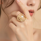 Pearl Gold Oyster Shell Statement Ring – jewelry (view 3)