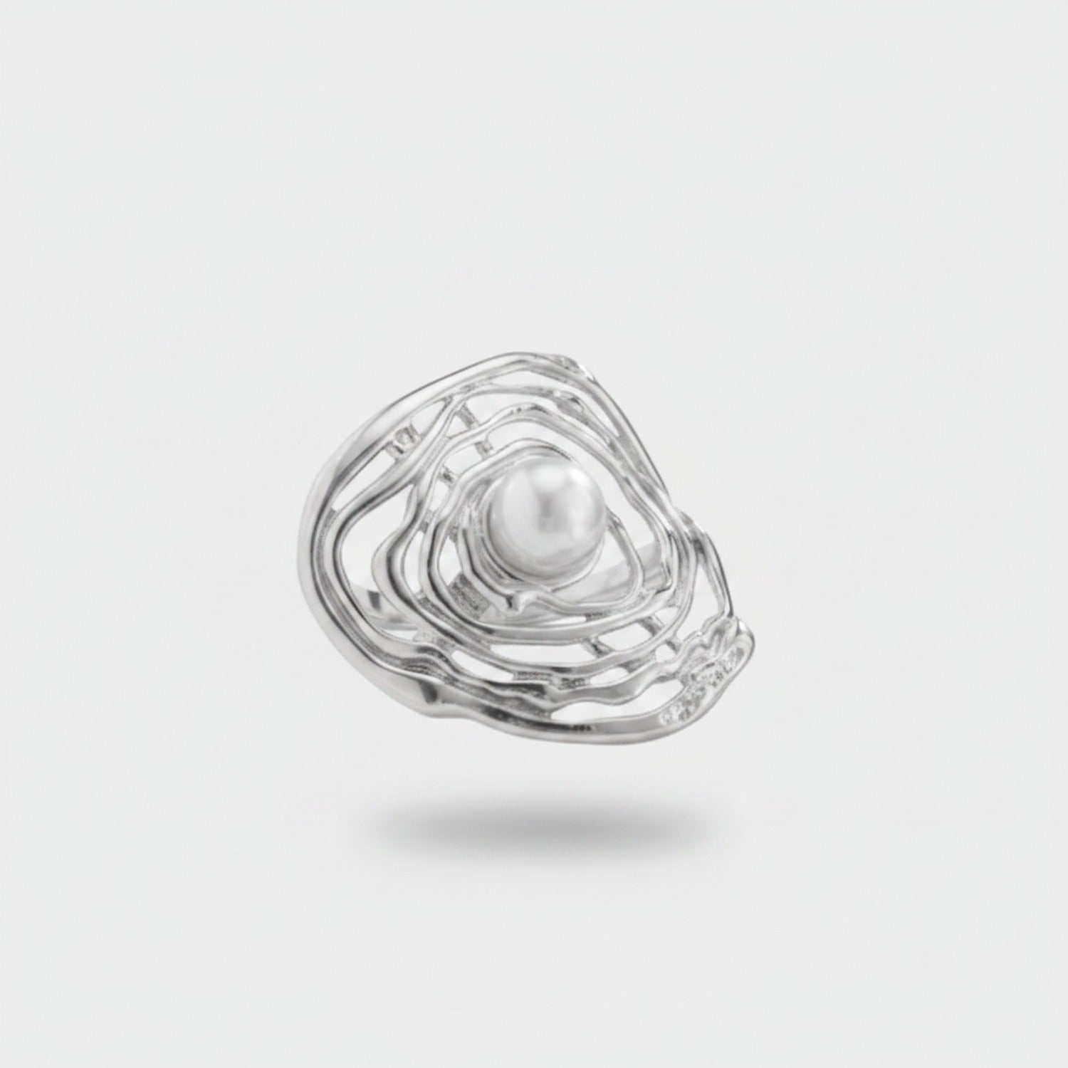 Pearl Oyster Shell Silver Ring Set