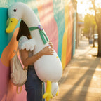 Cream Duck Plush Toy With Flower Ribbon – novelty & toys (view 3)