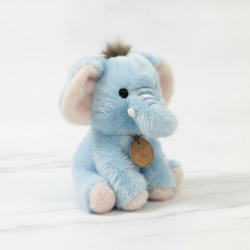 Blue Plush Elephant Stuffed Animal With Charm