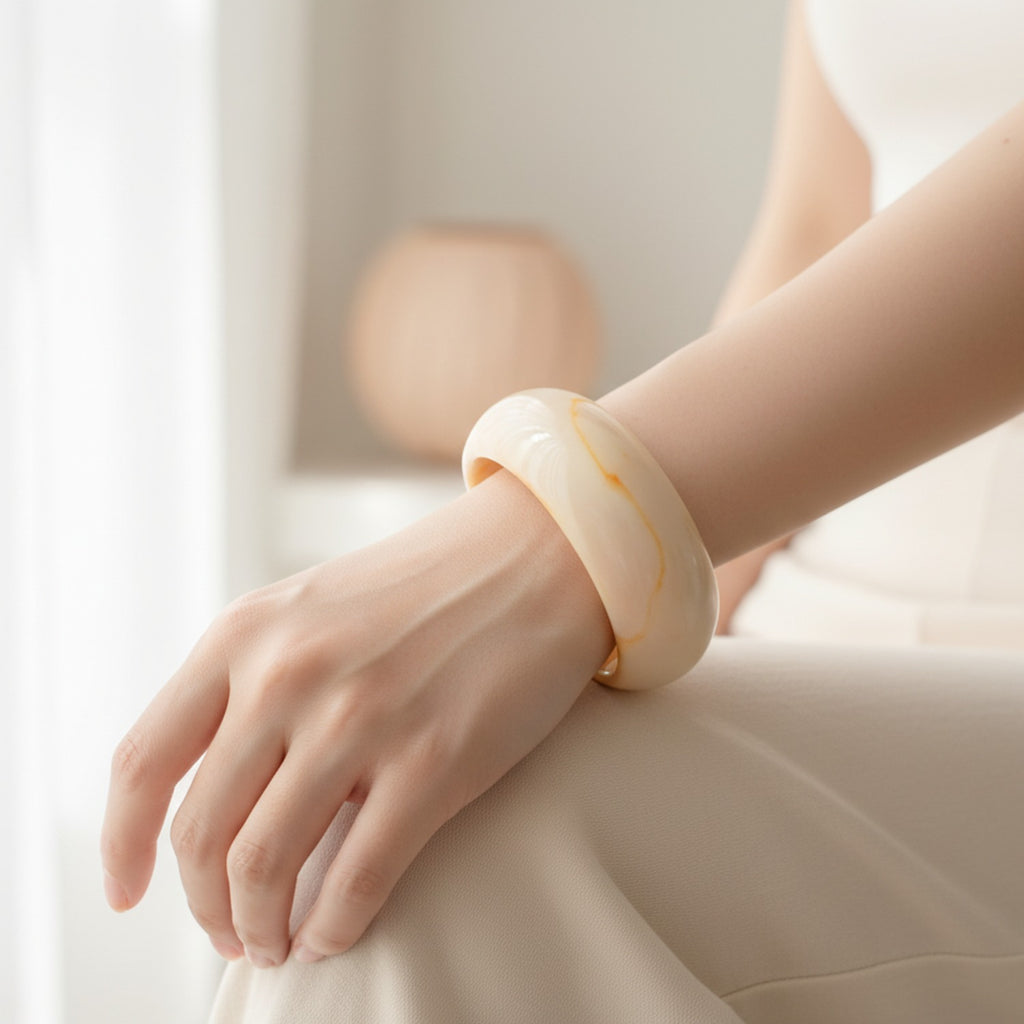 Polished Brown Wood Bangle Bracelet