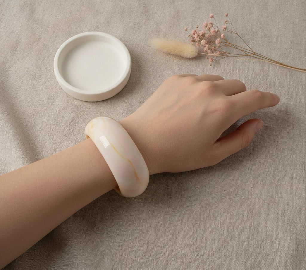 Polished Wood Bangle Bracelet - Bracelet Two Rice – jewelry (view 2)