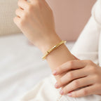 Gold Bamboo Segmented Bangle Bracelet