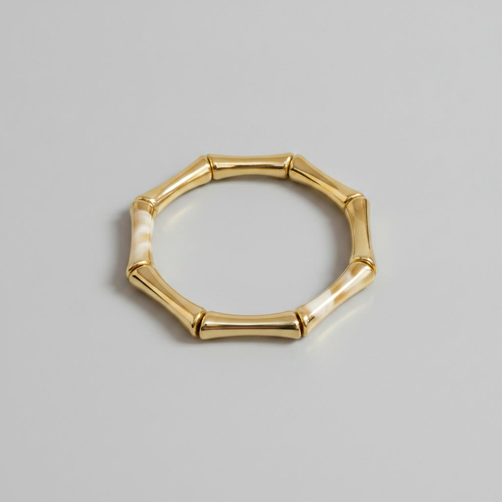 Gold Bamboo Segmented Bangle Bracelet