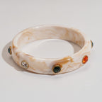 Marble Resin Bangle Bracelet With Gemstone Accents – jewelry (view 1)