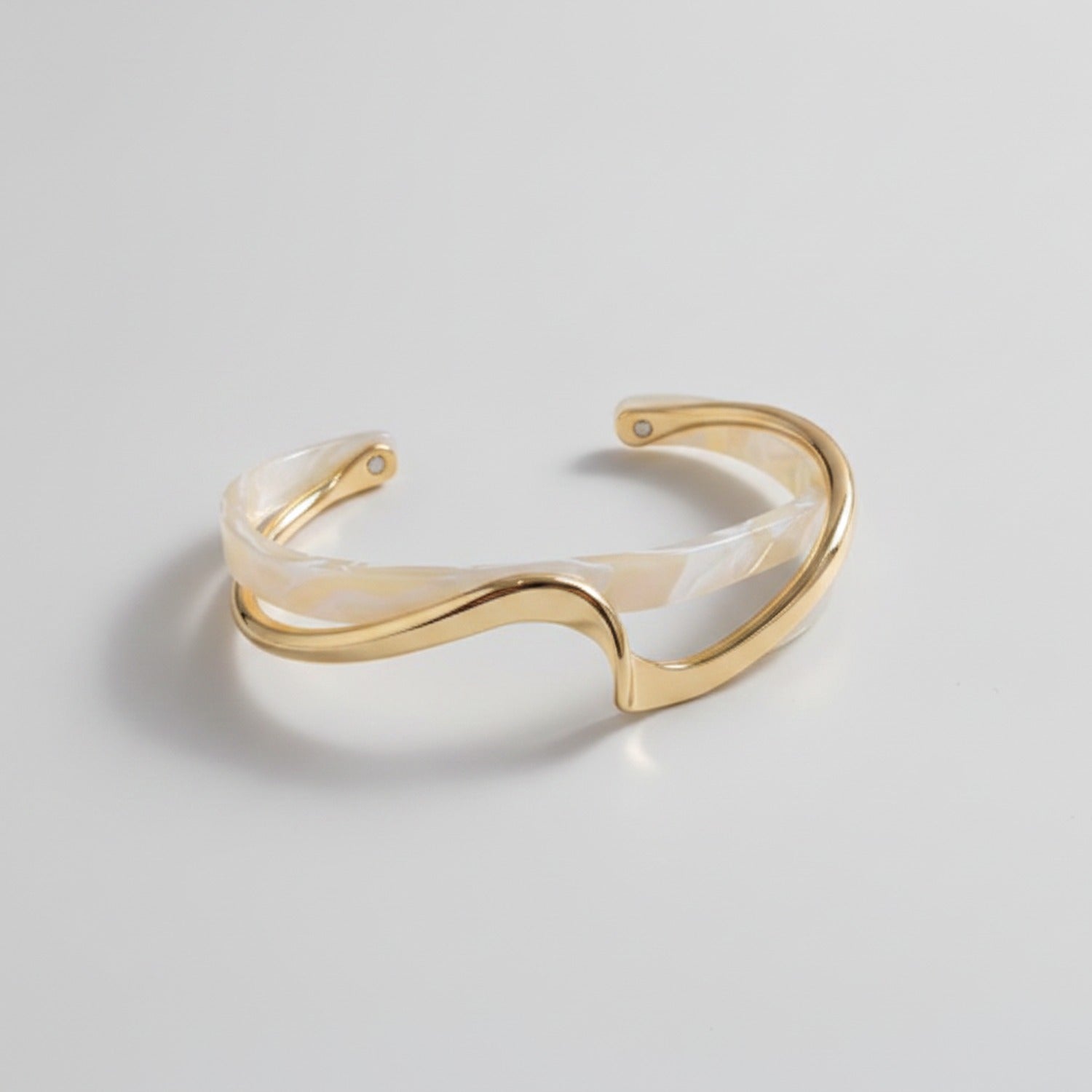 Twisted Gold And Pearl Cuff Bracelet