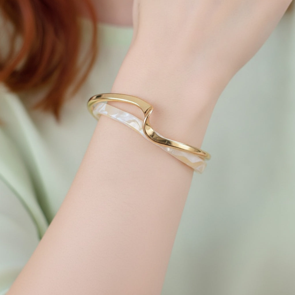Twisted Gold And Pearl Cuff Bracelet – jewelry (view 3)