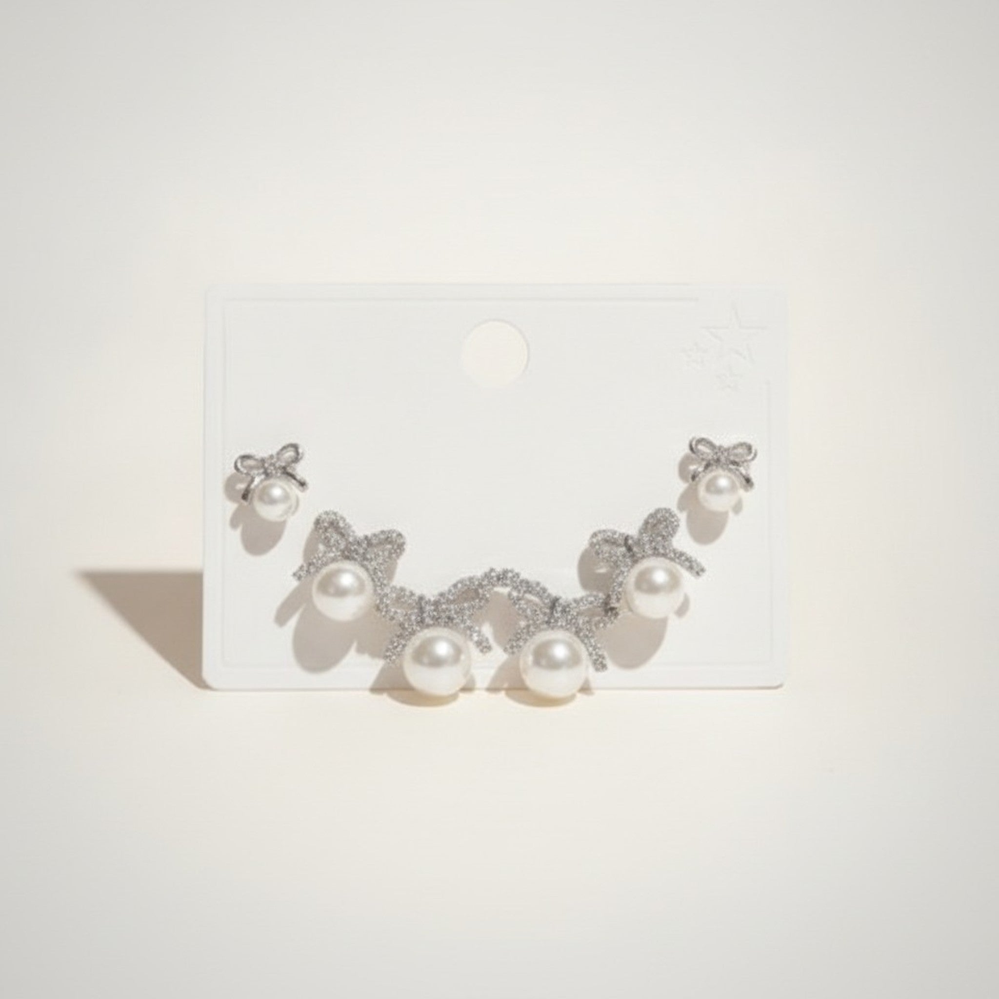 Elegant Pearl Bow Stud & Crawler Earring Set – jewelry (view 2)