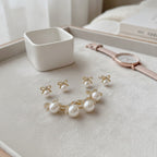 Elegant Pearl Bow Stud & Crawler Earring Set – jewelry (view 3)