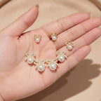 Elegant Pearl Bow Stud & Crawler Earring Set – jewelry (view 4)