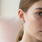 Square Halo Rhinestone Stud Earrings