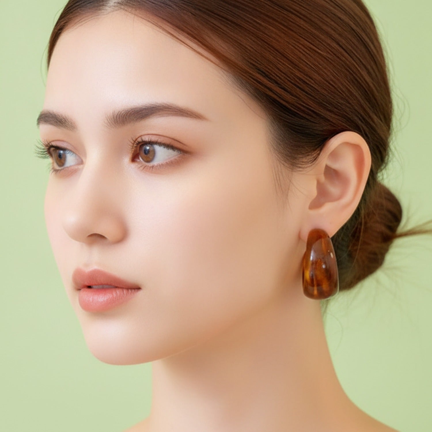 Amber Tortoiseshell Dome Resin Stud Earrings