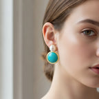 Pearl Flower Enamel Oval Stud Earrings - Jianyou Accessories 3 – jewelry (view 2)