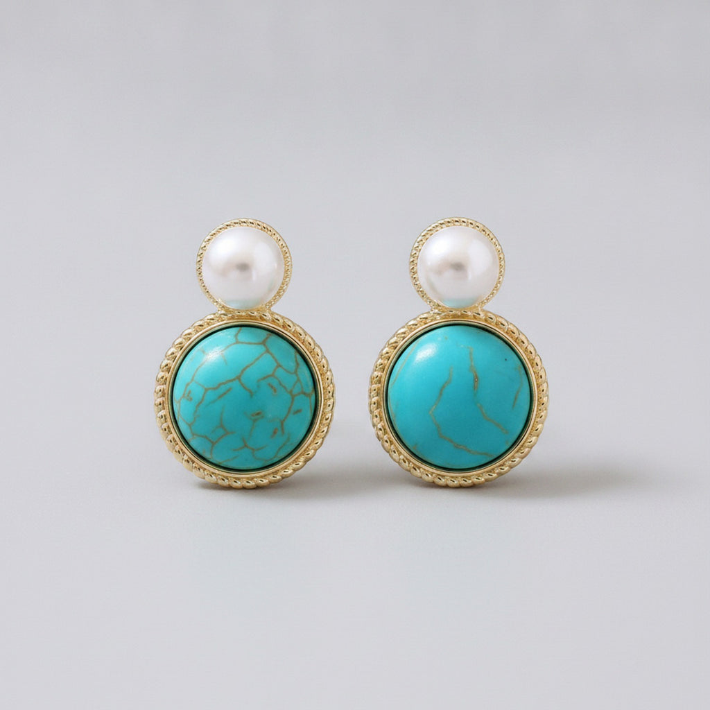 Pearl Flower Enamel Oval Stud Earrings - Jianyou Accessories 3 – jewelry (view 1)