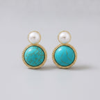 Pearl Flower Enamel Oval Stud Earrings - Jianyou Accessories 3 – jewelry (view 1)