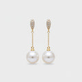 Pearl Drop Chain Dangle Earrings With Rhinestones