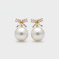 Pearl Drop Earrings With Rhinestone Bow Detail