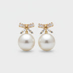 Pearl Drop Earrings With Rhinestone Bow Detail