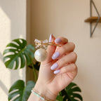 Pearl Drop Earrings With Rhinestone Bow Detail