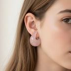 Pink Resin Chunky Crescent Moon Hoop Earrings