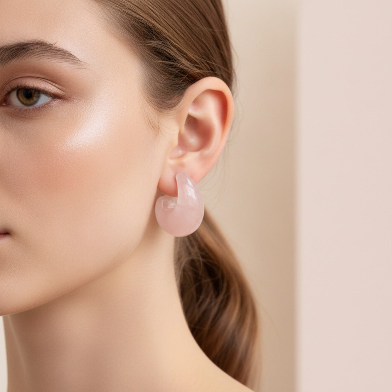 Resin Chunky Crescent Moon Hoop Earrings - Jianyou Accessories