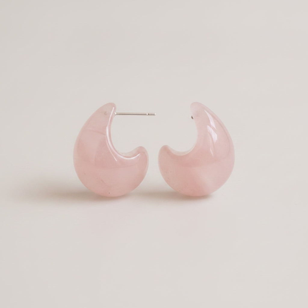 Resin Chunky Crescent Moon Hoop Earrings - Jianyou Accessories