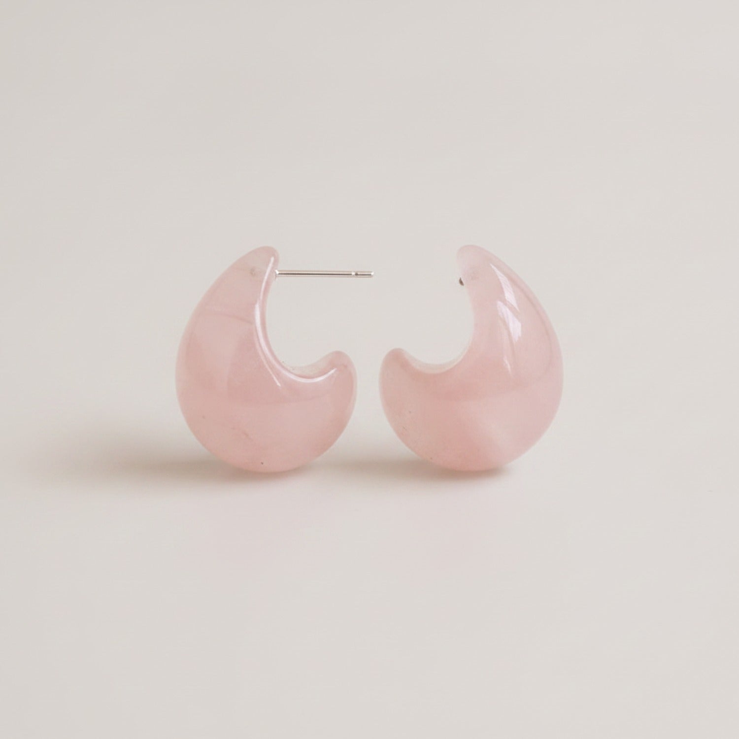Resin Chunky Crescent Moon Hoop Earrings - Jianyou Accessories