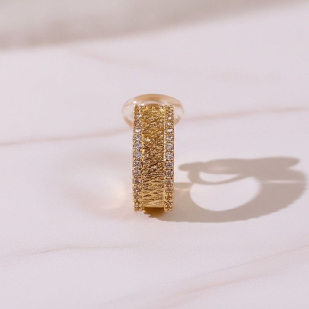 Textured Chunky Huggie Earrings - Jianyou Accessories – jewelry (view 2)