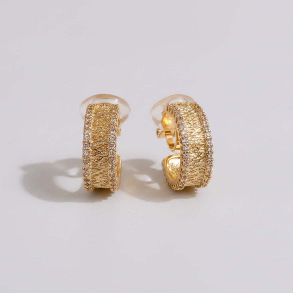 Textured Chunky Huggie Earrings - Jianyou Accessories – jewelry (view 1)