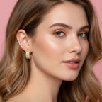 Textured Chunky Huggie Earrings - Jianyou Accessories – jewelry (view 3)