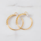 Rhinestone Hoop Earrings with Cross Detail - Jianyou Accessories