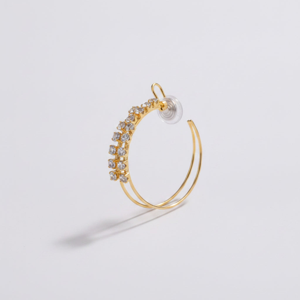 Rhinestone Hoop Earrings with Cross Detail - Jianyou Accessories