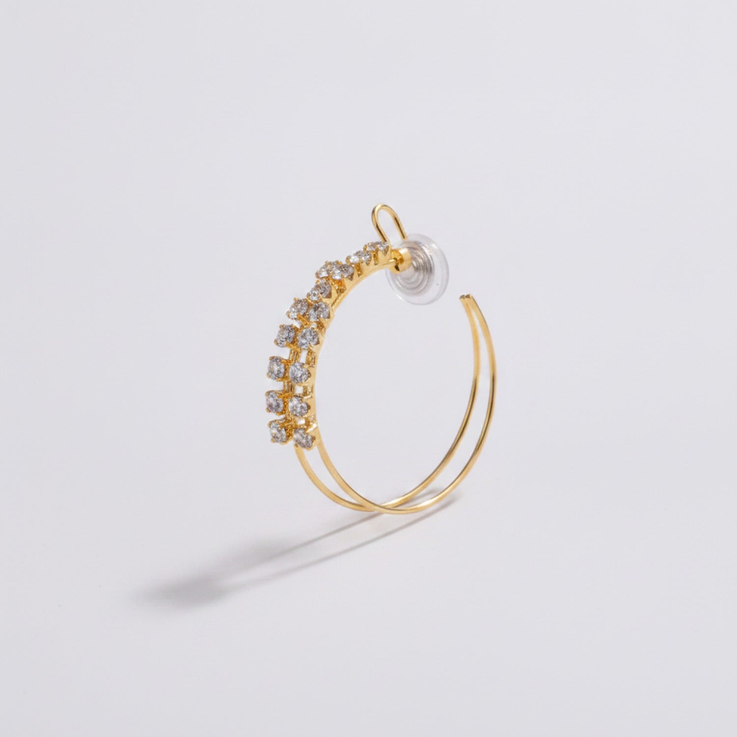 Rhinestone Hoop Earrings with Cross Detail - Jianyou Accessories