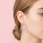 Rhinestone Hoop Earrings with Cross Detail - Jianyou Accessories