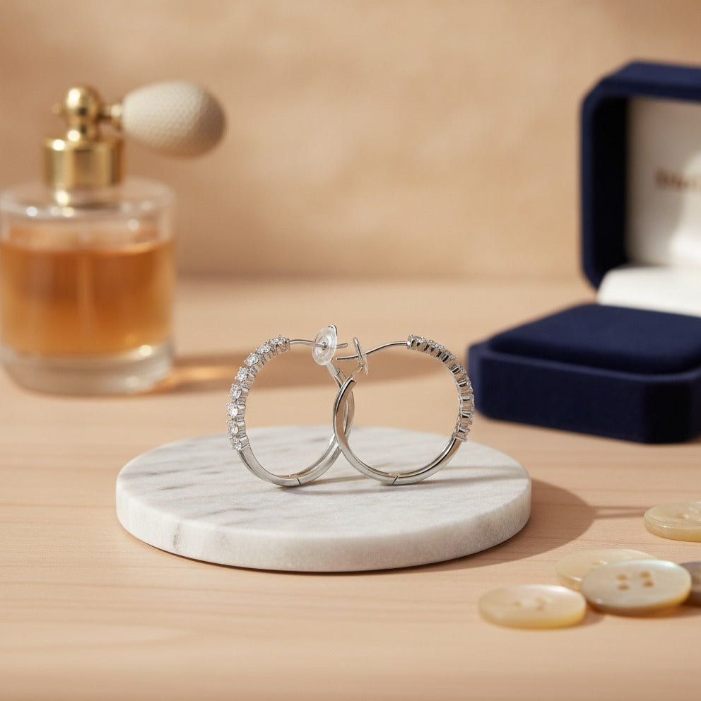 Rhinestone Hoop Earrings with Cross Detail - Jianyou Accessories 2 – jewelry (view 2)