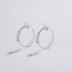 Rhinestone Hoop Earrings with Cross Detail - Jianyou Accessories 2