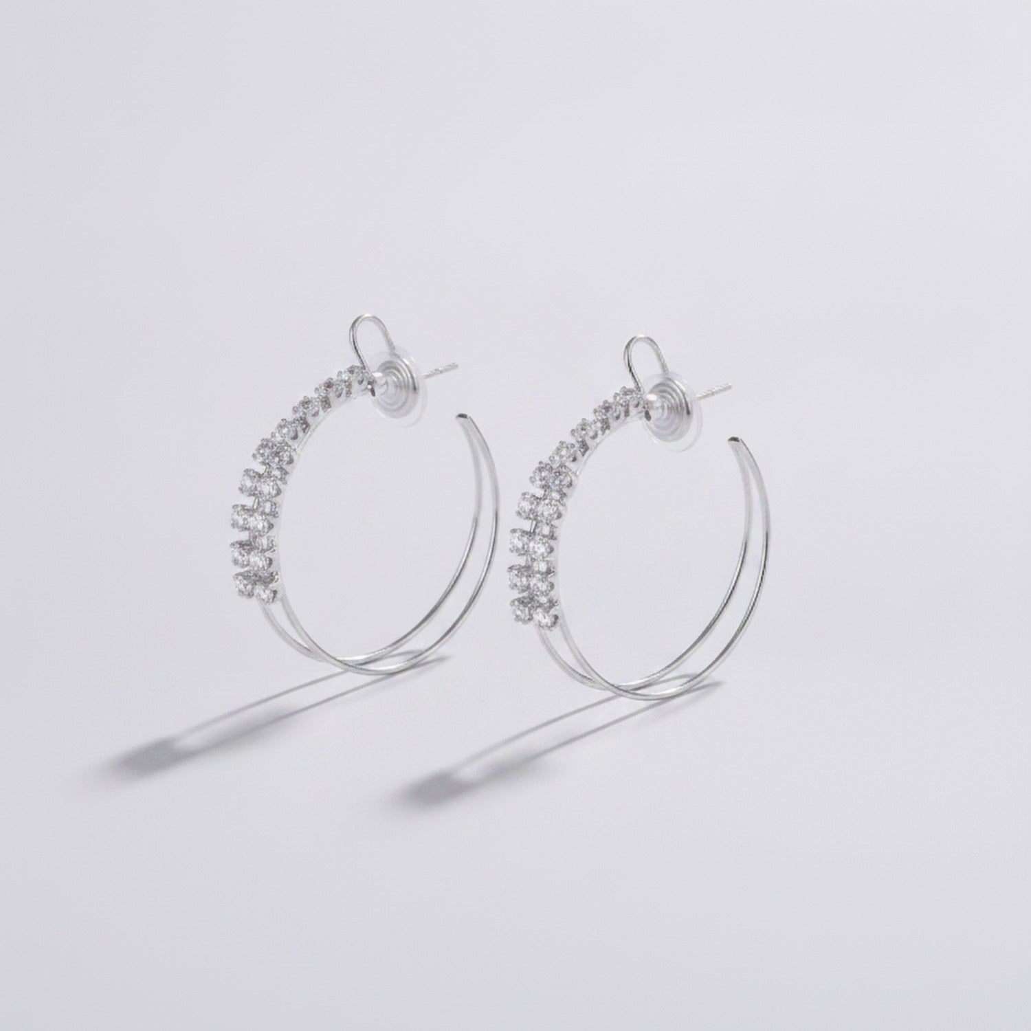 Rhinestone Hoop Earrings with Cross Detail - Jianyou Accessories 2