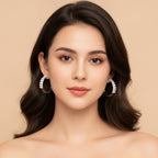 Rhinestone Hoop Earrings with Cross Detail - Jianyou Accessories 2
