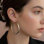 Silver Hoop Earrings Classic Circle